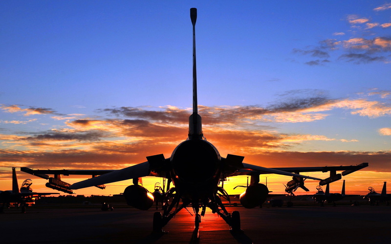 2K, silhouette, sky, aviation, twilight, aircraft, sunset, F-16 Falcon, clouds, General Dynamics F-16 Fighting Falcon, military aircraft, F-16