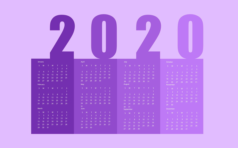 2020, 2K, calendar, New year