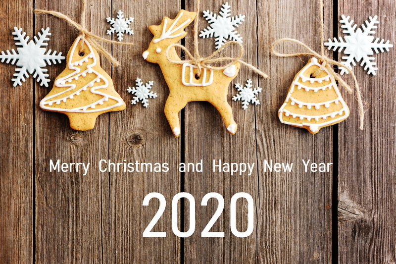 Merry Christmas, 2K, New Year 2020, Wood, Happy New Year, Cookie, Holiday