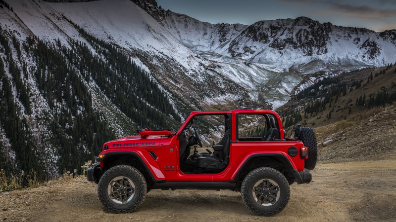 top, Jeep Wrangler Rubicon, 2K, mountain, 4k, car, red, 2018 Cars