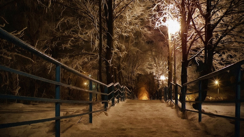 winter, wooden, cold temperature, lighting equipment, staircase, footpath, land, framed, outdoors, glass, railing, the way forward, connection, direction