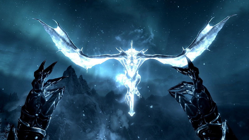 nature, outdoors, fantasy, gloves, stars, illustration, underwater, frozen, The Elder Scrolls V: Skyrim, space, flight, ice, one person, representation