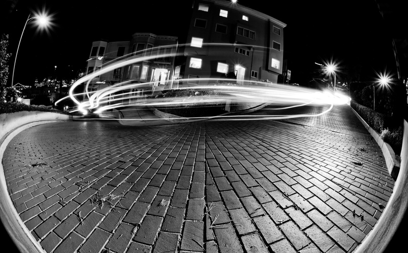 architecture, paving stone, long exposure, motion, building exterior, street, California, blurred motion, illuminated, light trail, favorite, direction