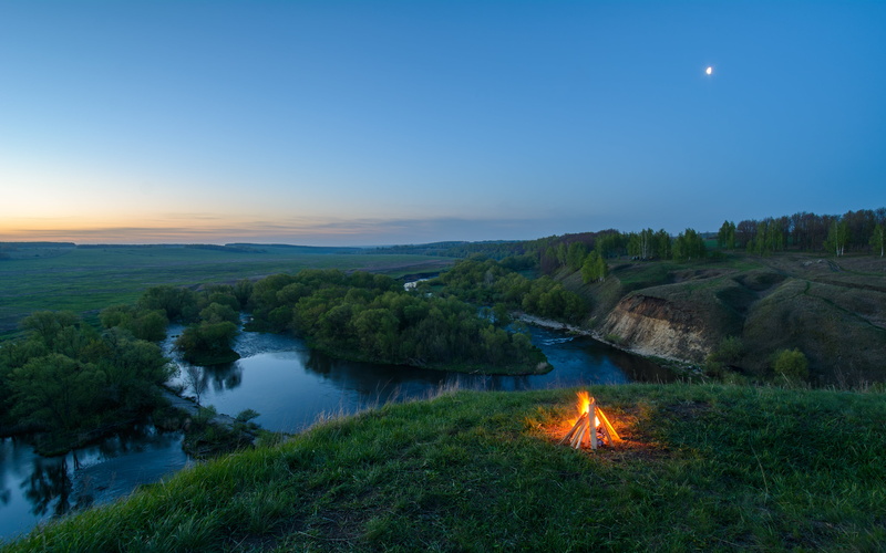 sunlight, rural Scene, plant, beauty In Nature, river, woodland, dusk, blue, scenics, the fire, full moon, nature, water, mountain, no People, outdoors