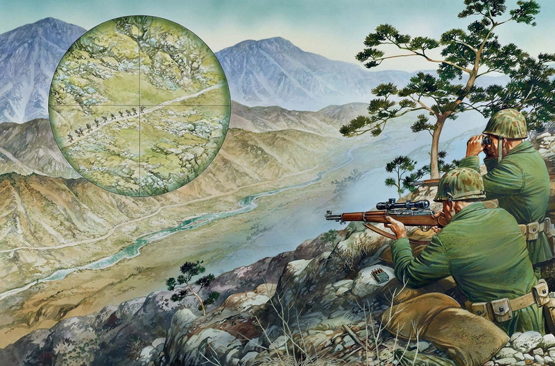 snipers, 1080P, on the contrary, the enemy, mountain, sniper, position, river, sighting, leads, gorge, mountains, squad, soldiers, art, trail, fire.