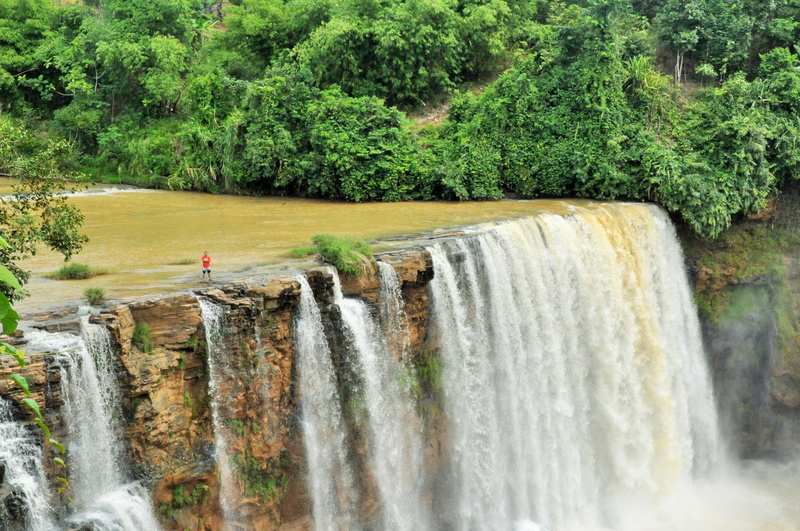 beauty in nature, landscape, cliff, rock, wet, nature, falls, waters, indonesia, forest, day, waterfalls, growth, river, power in nature, plant, green color