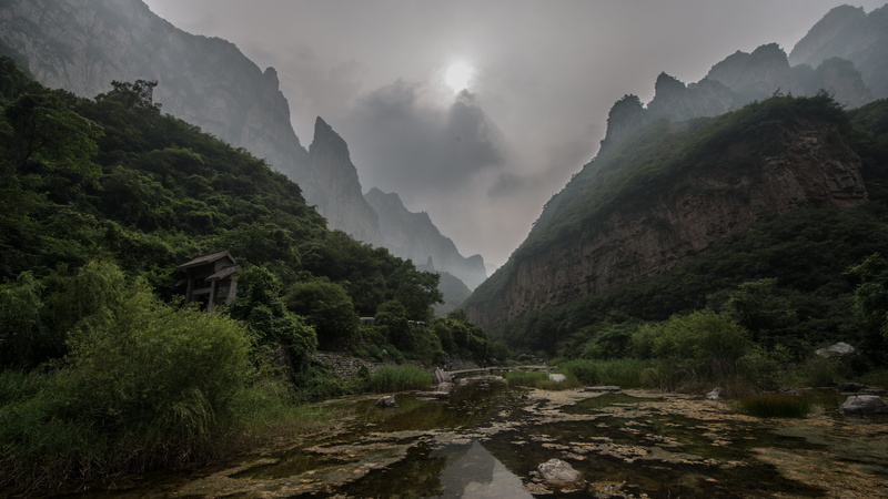 fog, sky, daytime, rock - object, environment, beauty in nature, geopark, plant, landscape, water, photography, mountain range, rain, land, scenics, landscape photography
