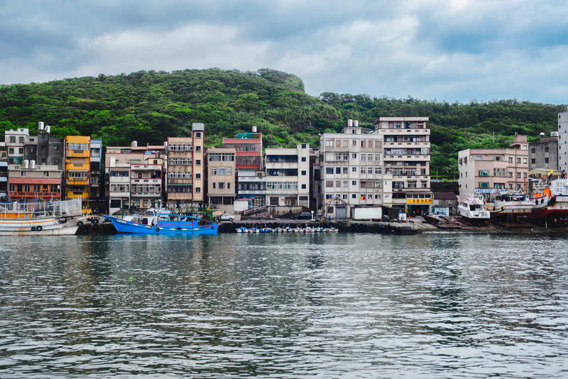 river, nature, taiwan, plant, no people, sky, waterfront, passenger craft, built structure, residential district, water, yehliu geopark, day, transportation