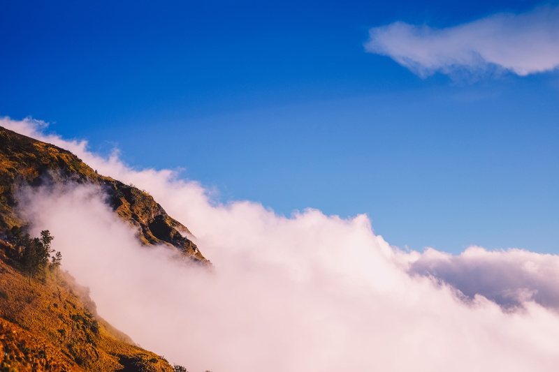 rinjani, day, copy space, mountain, power in nature, outdoors, tranquility, non-urban scene, nature, above, indonesia, beauty in nature, outdoor, cloud