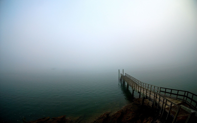 sea, outdoors, beauty in nature, 1080P, land, fog, hd, uncertainty, day, travel destinations, lake, bridge, scenery, scenics - nature, tranquility, railing