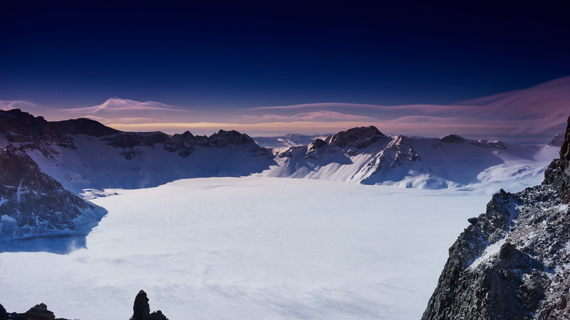 5k, snow, mountain, clouds, sky, 5K, covered, winter, gray, China, Changbai