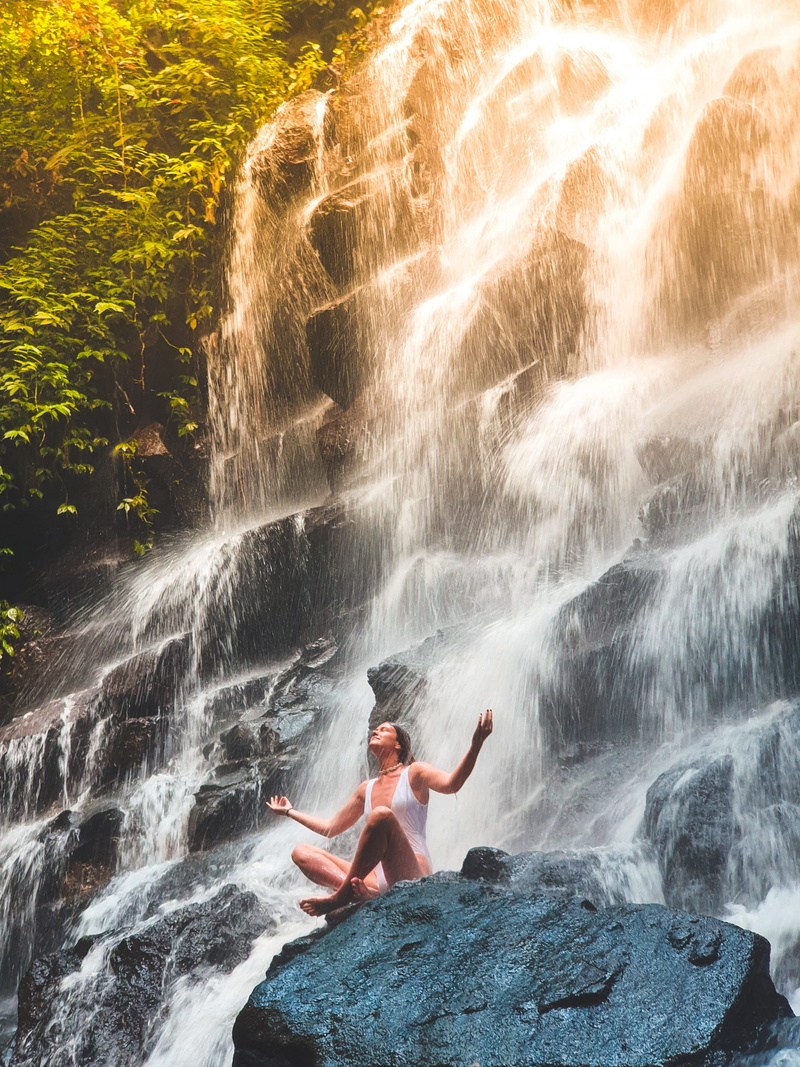 cliff, leisure activity, jl. gn. merbabu, yellow, rock, rock - object, waterfall, motion, flowing, human limb, human, person, blurred motion, shirtless