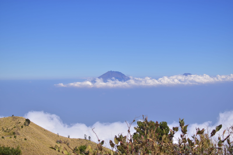 clouds, blue, plant, nature, day, tranquil scene, indonesia, mountain peak, tranquility, cloud - sky, adventure, travel, no people, outdoors, hiking, land