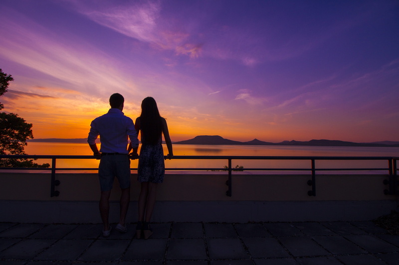 lifestyles, woman, sky, lake balaton, orange color, fonyód, heaven, holding, romantic, love, women, positive emotion, outdoors, silhouette, beauty in nature