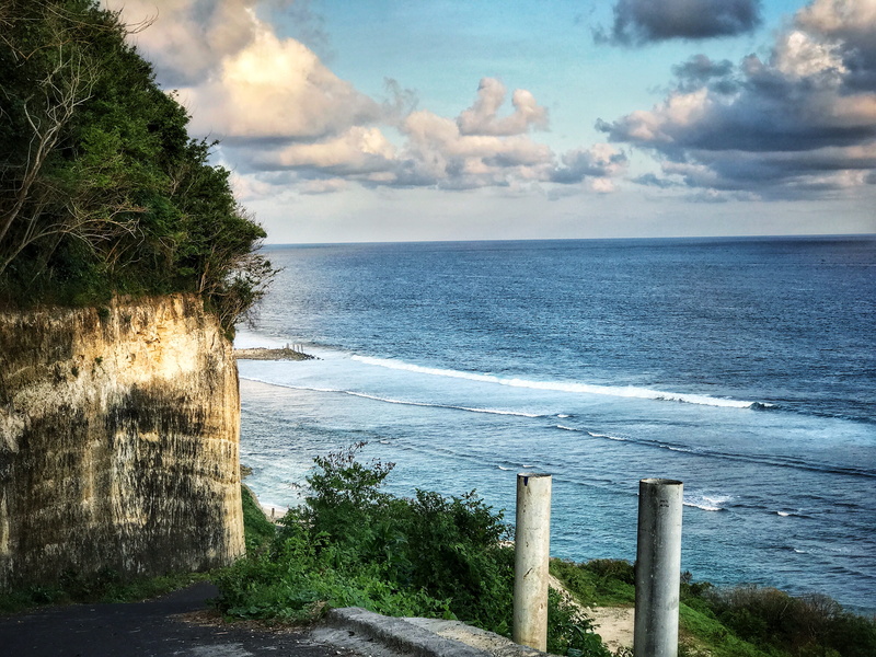 cliff, cloud - sky, plant, tranquil scene, pantai, waves, day, wooden post, horizon over water, outdoors, scenics - nature, rock, ocean, 4K
