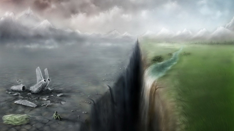 abyss, sky, 1080P, landscape, wreck, artwork