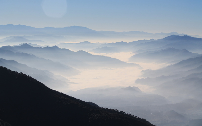 Landscape, himalaya mountains, fog, 2K, clean sky
