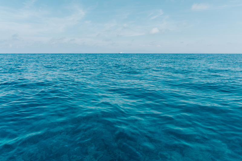 sea, ship, waves, clean sky, horizon, 5K, Nature