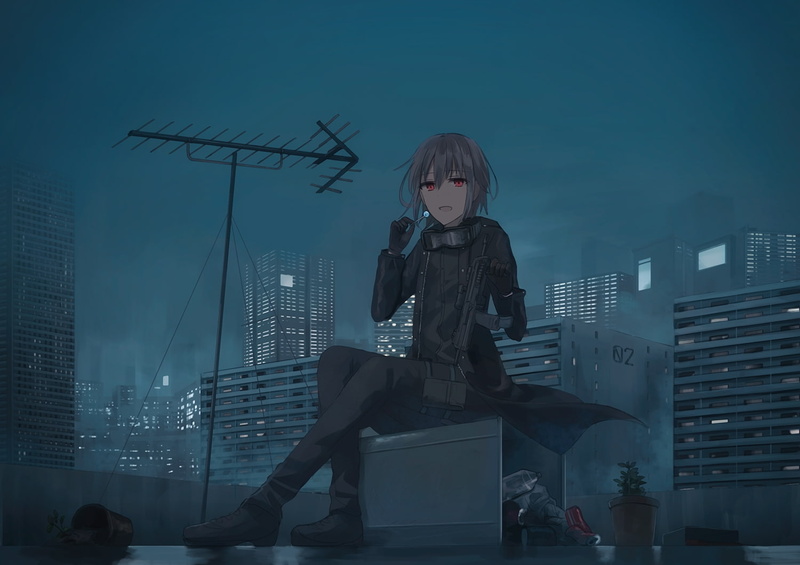 real people, 720P, dusk, women, built structure, Anime, office building exterior, one person, outdoors, rooftop, clean sky, nature, night, tall - high