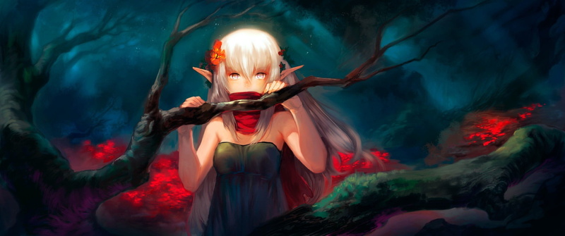 trees, fantasy, portrait, elves, women, fear, adult, hairstyle, fairy tale, blond hair, young adult, nature, fashion, females, beautiful woman, anime, mystery