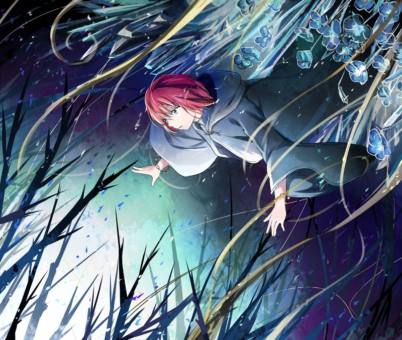 2K, Red Hair, The Ancient Magus Bride, Short Hair, Chise Hatori, Green Eyes, Flower, Anime
