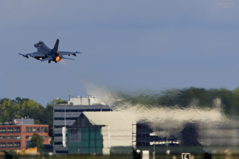 Fighter Jet, thrust force, fighter, motion, taking off, low angle view, airplane, architecture, pollution, transportation, Aircraft, aerospace industry