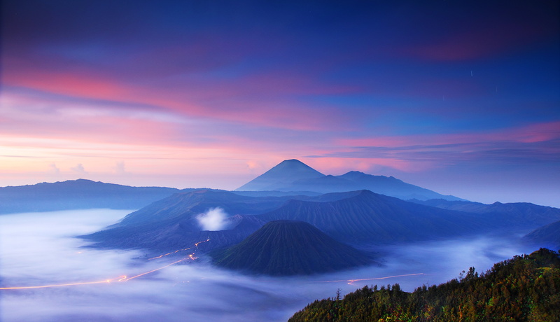 sunset, bromo, volcano, landscape, indonesia, 5K