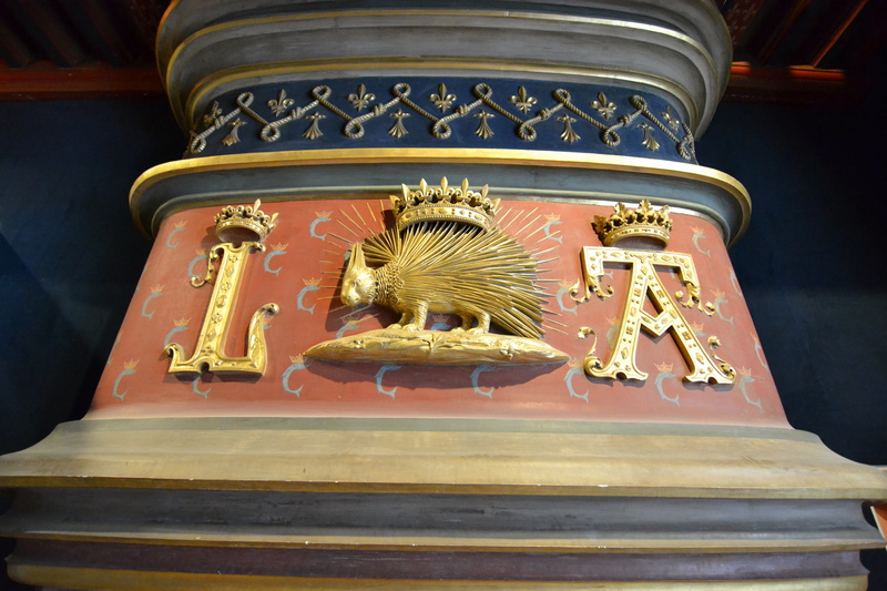 spirituality, creativity, low angle view, close-up, monogram of louis xii, built structure, gold colored, place of worship, porcupine, hood, louis xii
