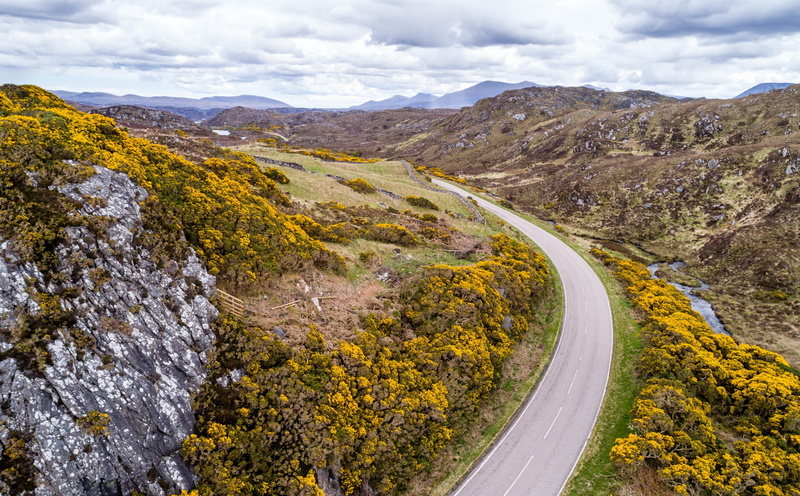 Road, day, rock, tranquil scene, 5K, outdoors, United Kingdom, Sutherland, scenics - nature, direction, Photography, no people, remote, transportation