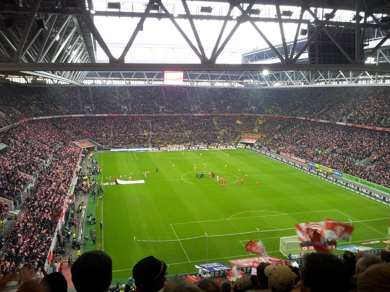 architecture, lot, düsseldorf, spectator, fortuna, grass, 2K, stadium, soccer, watching, team sport, soccer field, high angle view, group of people, football