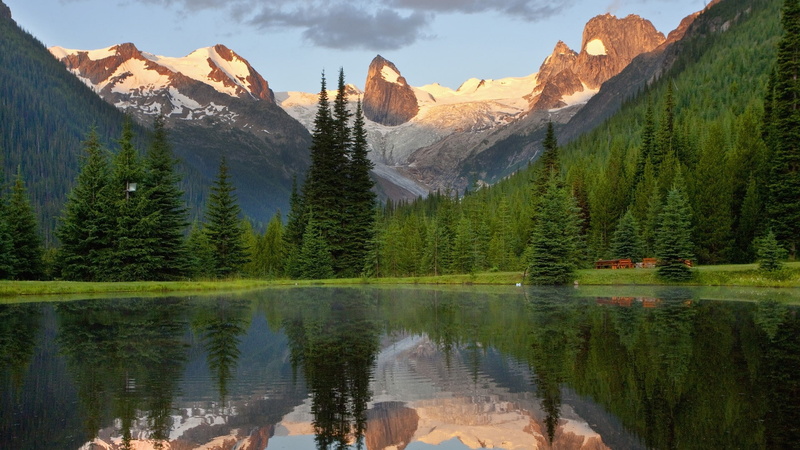 mountains, landscapes, hd, x, art, sunrise, lakes, 1080P, columbia, nature, british, parks
