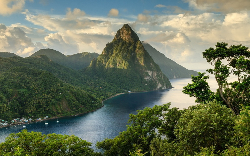 1080P, sky, clouds, mountains, Saint Lucia, nature