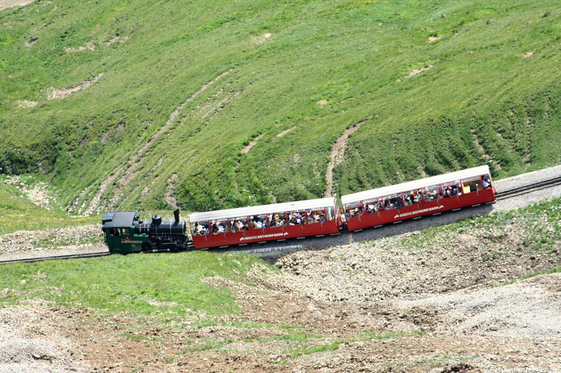 green, train - vehicle, rural Scene, more, land, beauty in nature, brienz rothornbahn, mountains, red, public transportation, freight transportation, mode of transportation