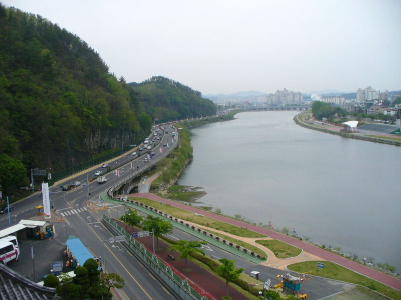 Nam River, no people, mode of transportation, car, high angle view, korea, traffic, waterway, connection, cityscape, landscape, highway, photos, aerial View