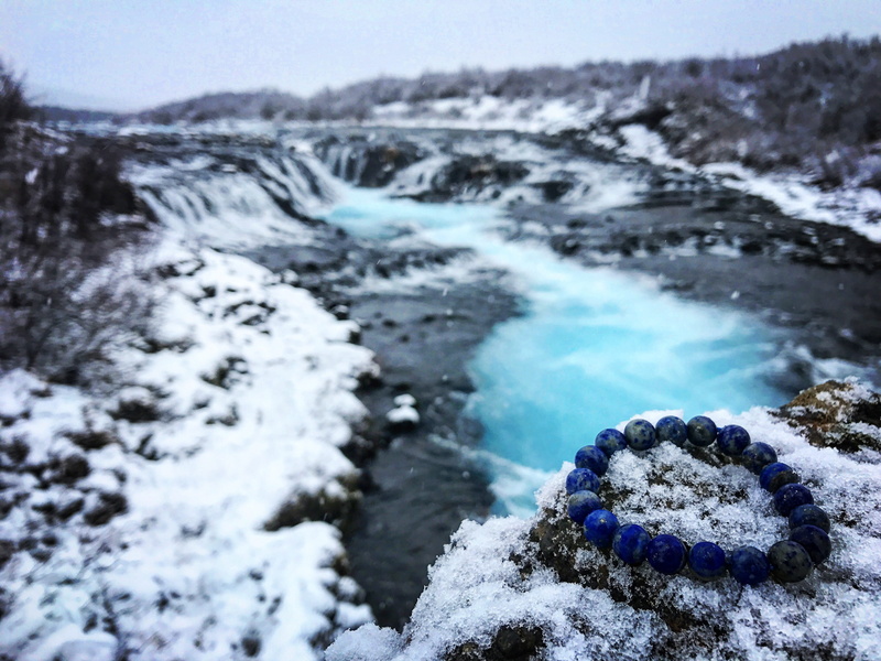 lake, fashion, rock, cold temperature, winter, focus on foreground, tranquility, bruarfoss waterfall, tranquil scene, hot spring, outdoors, day, solid