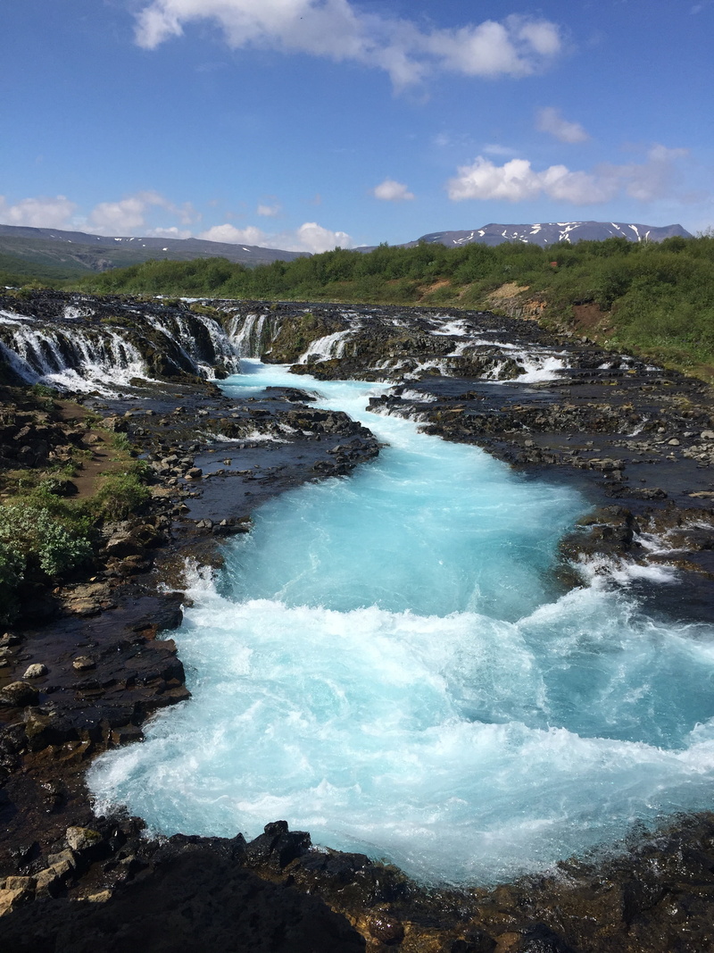sea, outdoors, nature, beauty in nature, 2K, sky, tranquil scene, no people, scenics, cloud - sky, motion, flowing water, bruarfoss waterfall, scenics - nature