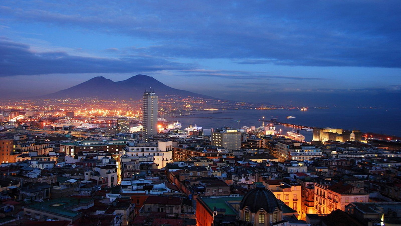 1080P, napoli, city, night, mountain, lights, nature and landscapes