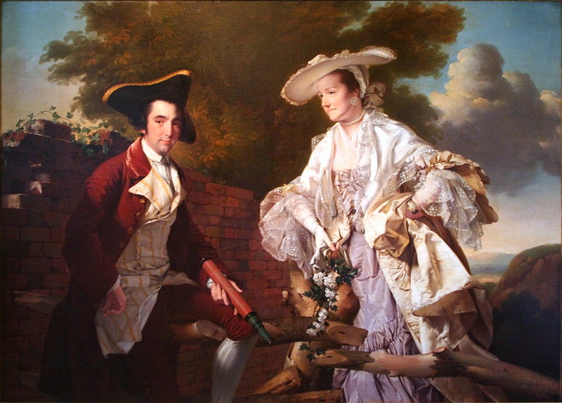 men, traditional clothing, togetherness, clothing, three quarter length, young adult, Joseph Wright, females, couple - relationship, looking at camera