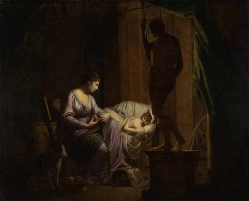 women, togetherness, classic art, young adult, full length, casual clothing, 720P, sitting, emotion, architecture, relaxation, indoors, Joseph Wright