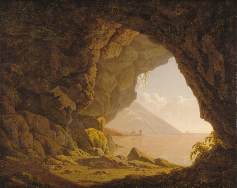 cave, physical geography, classic art, Joseph Wright, rock - object, day, beauty in nature, eroded, tranquility, mountain, scenics - nature, non-urban scene