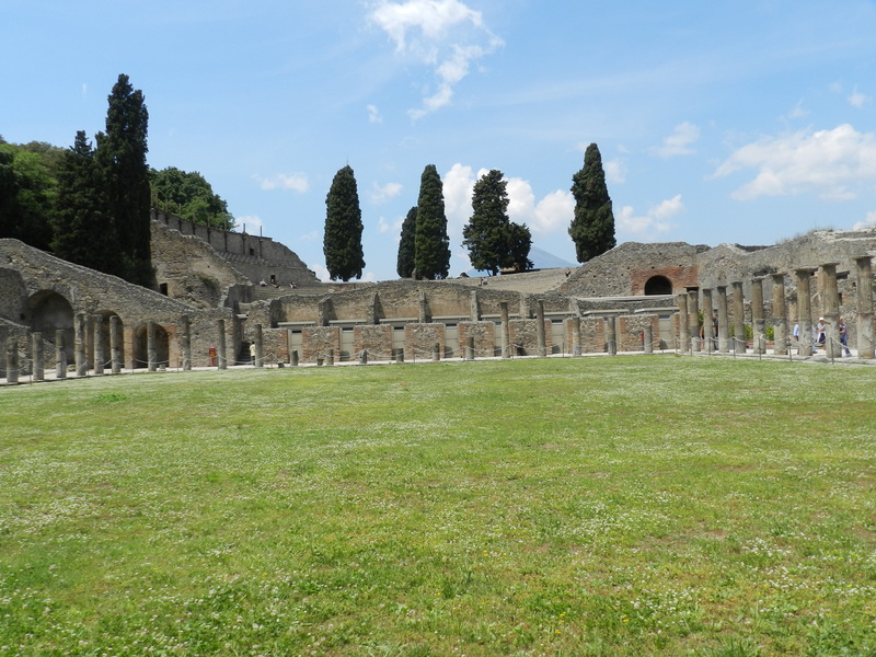 architectural column, grass, city, no people, pompeii, archaeology, nature, ancient civilization, travel destinations, architecture, old ruin, built structure