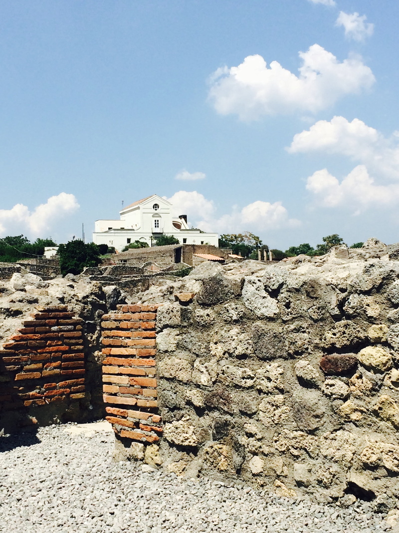 solid, ancient, rock - object, day, outdoors, city, rock, roof tile, vesuvius, land, no people, building exterior, residential district, italy, sky, wall