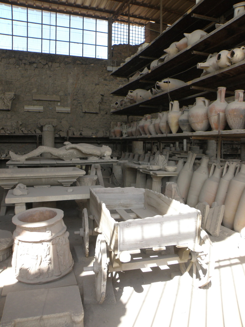 indoors, day, shelf, old, architecture, industry, ceiling, workshop, in a row, absence, antiquity, built structure, pompeii, findings, large group of objects