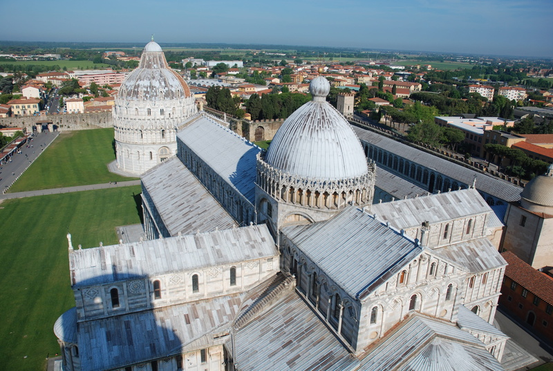 place of worship, beige, pisa, travel destinations, day, high angle view, religion, baptistery, monuments, spirituality, architecture, no people, holiday