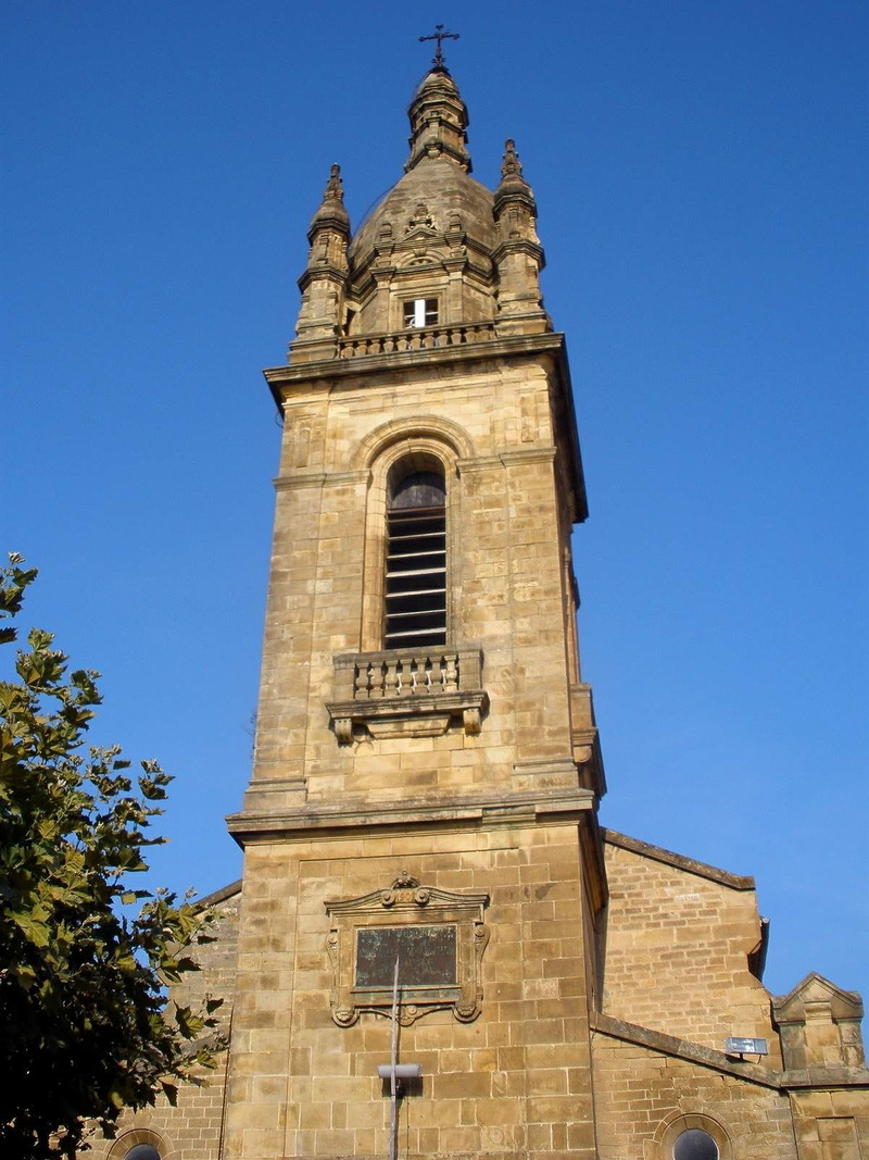 place of worship, spirituality, Church, top, low angle view, landmark, blue, built structure, religion, tower, architecture, no people, Biscay, day, bell tower - tower