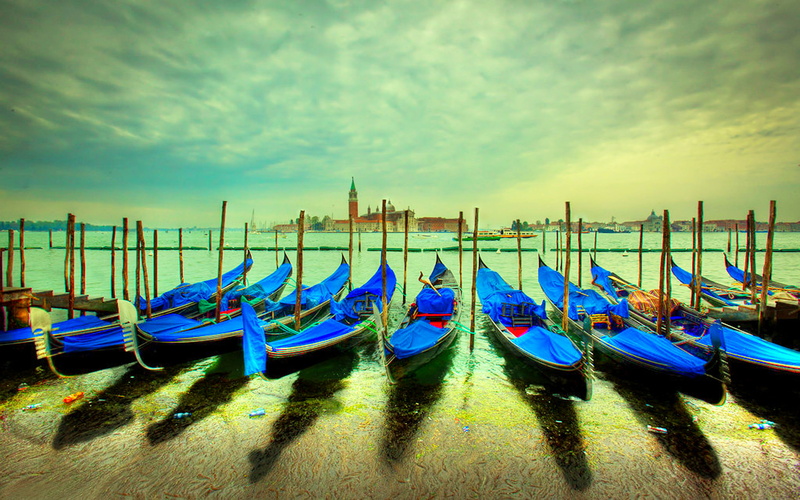 background, gondolas, 2K, beautiful, venice, italy