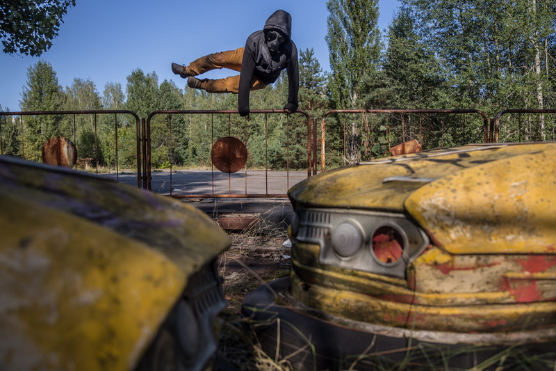person, domestic animals, rusty, bump, fun, day, recreation, leisure, towards, tree, transportation, summer, real people, park, wood, nature, trees, abandoned