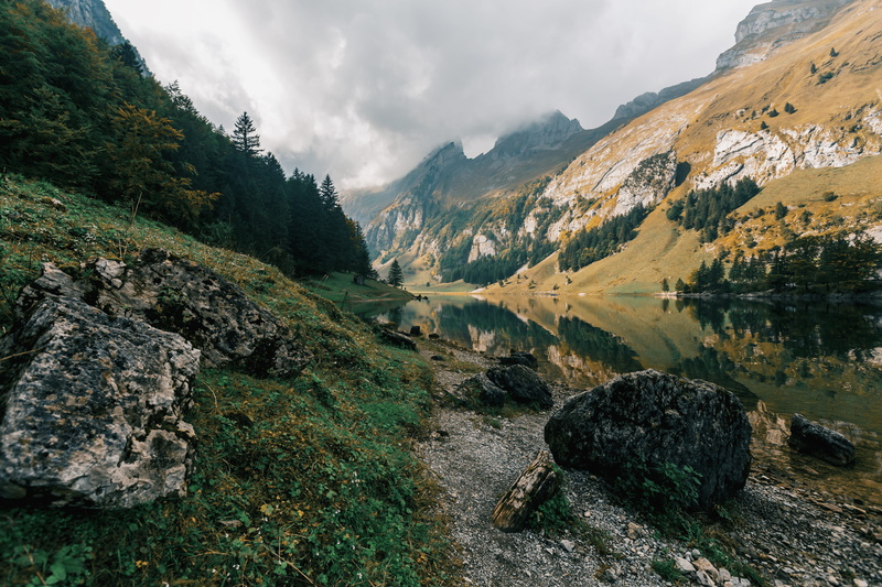 scenics - nature, mountain range, tranquility, switzerland, solid, land, grass, landscape, 5K, non-urban scene, environment, beautiful, sky, mountain