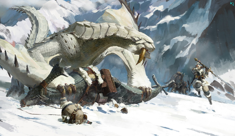 Monster Hunter, day, beauty in nature, animal, winter, covering, animal themes, Heroic Fantasy, scenics - nature, snow, group of animals, frozen, outdoors