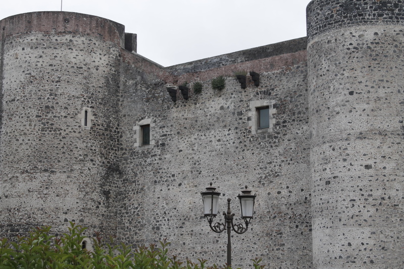 masonry, castle, catania, window, old, low angle view, no people, outdoors, 2K, history, building, stone material, day, house, fortress, wall - building feature